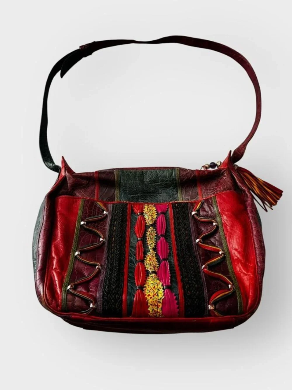 Vintage 80's Sharif Multicolor Leather Shoulder Bag